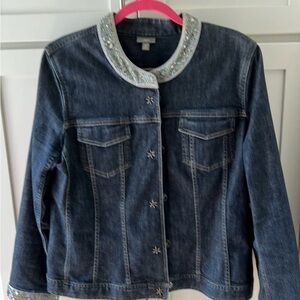 J. Jill Dark Blue Jean Jacket with Silver Accents